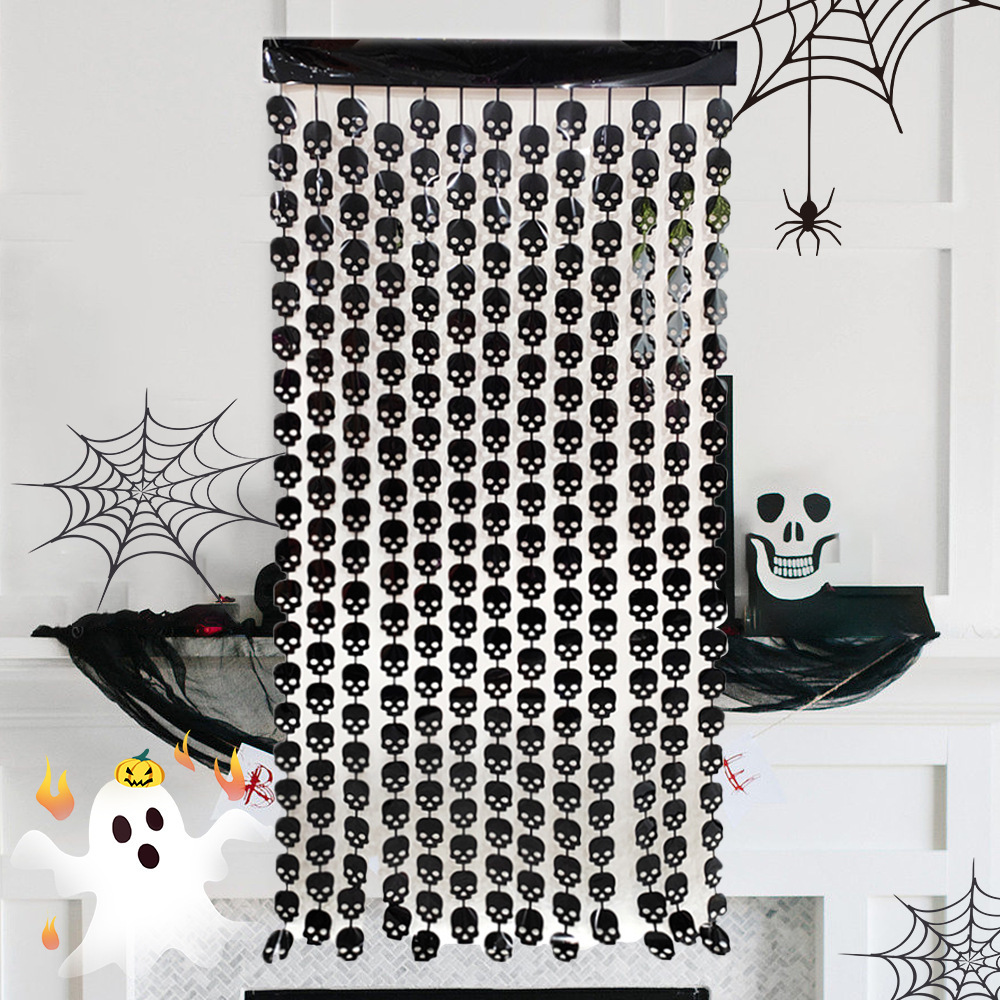 1m*2m Halloween Pumpkin Bat Skull Foil Fringe Curtain（x1）