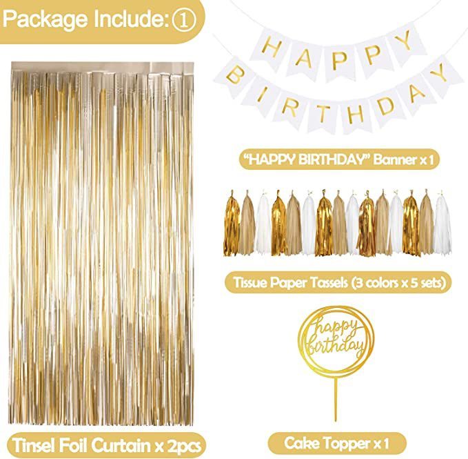 Gold Birthday Decoration Balloon Set