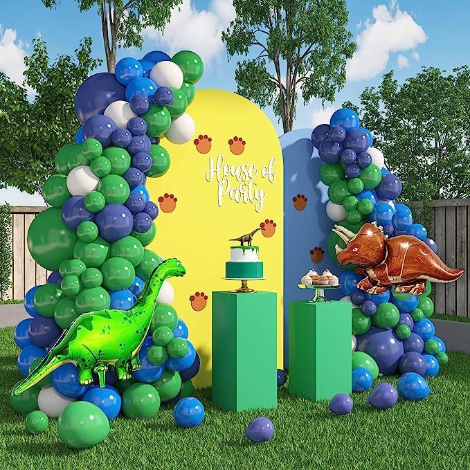 Dinosaur Balloon Set Blue Green Balloon Garland Arch Kit