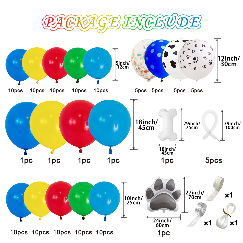 kid Birthday Party Balloon Set Red, Yellow And Blue Spotted Balloon Set