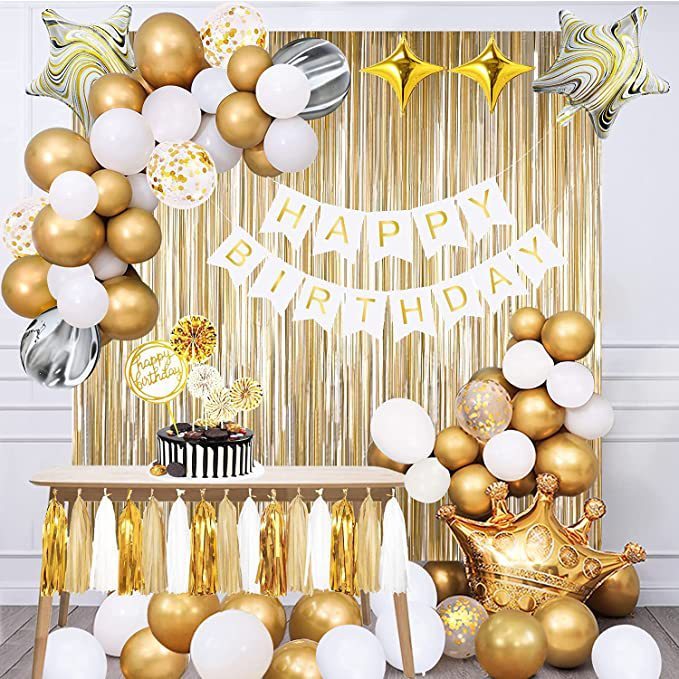 Gold Birthday Decoration Balloon Set