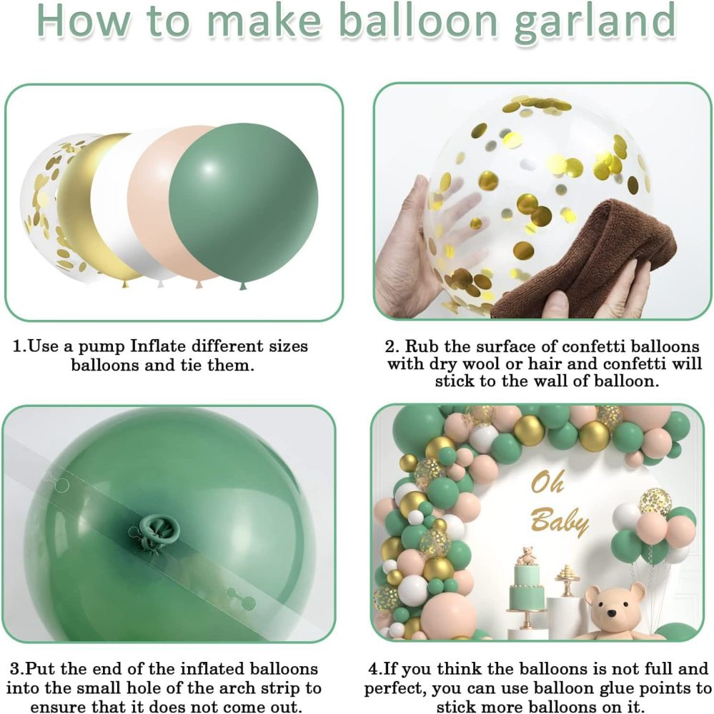 Green Retro Balloon Garland Arch Kit
