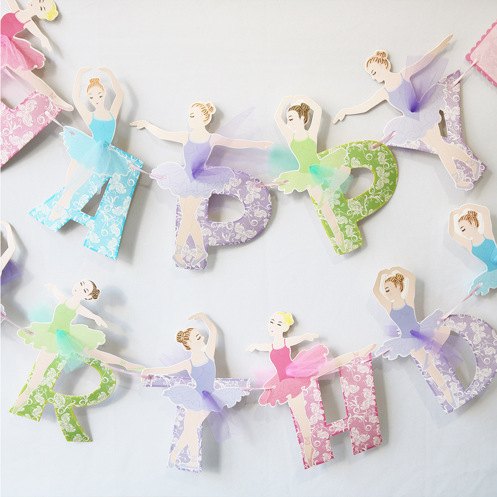 Ballerina Girl Pulls Flag Dancing Girl Banner