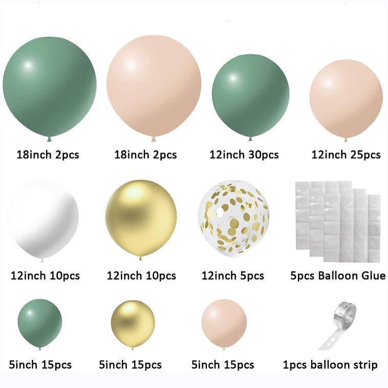 Green Retro Balloon Garland Arch Kit