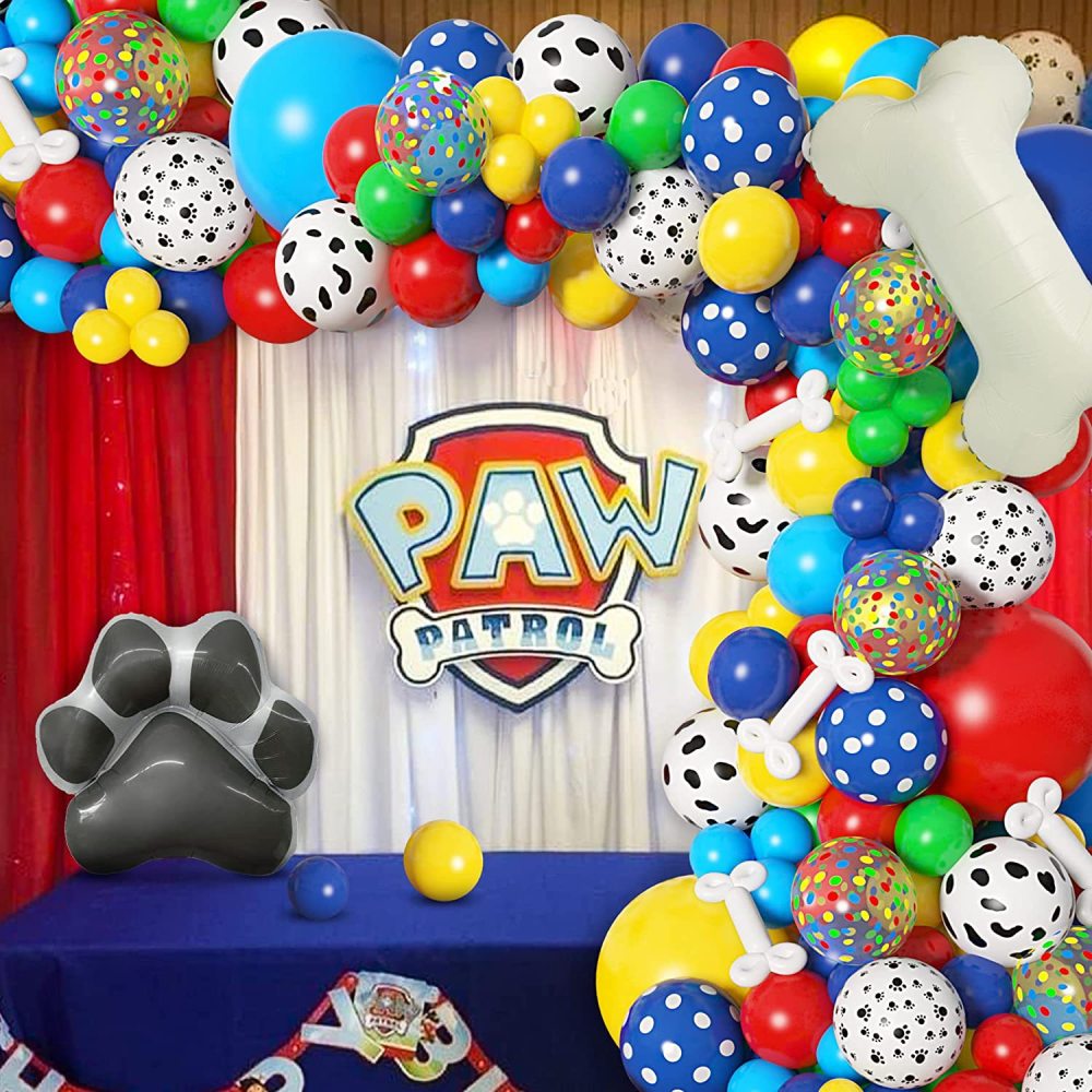 kid Birthday Party Balloon Set Red, Yellow And Blue Spotted Balloon Set
