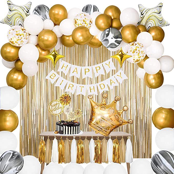 Gold Birthday Decoration Balloon Set