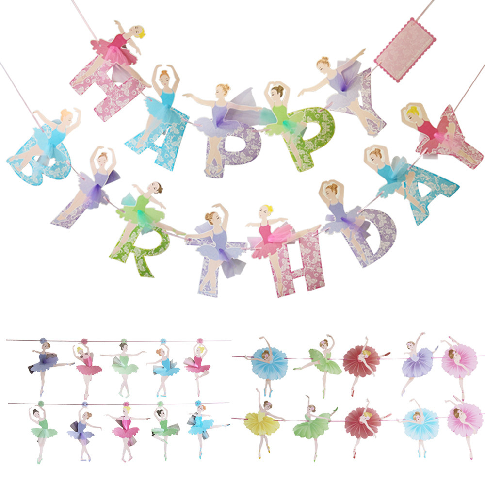 Ballerina Girl Pulls Flag Dancing Girl Banner