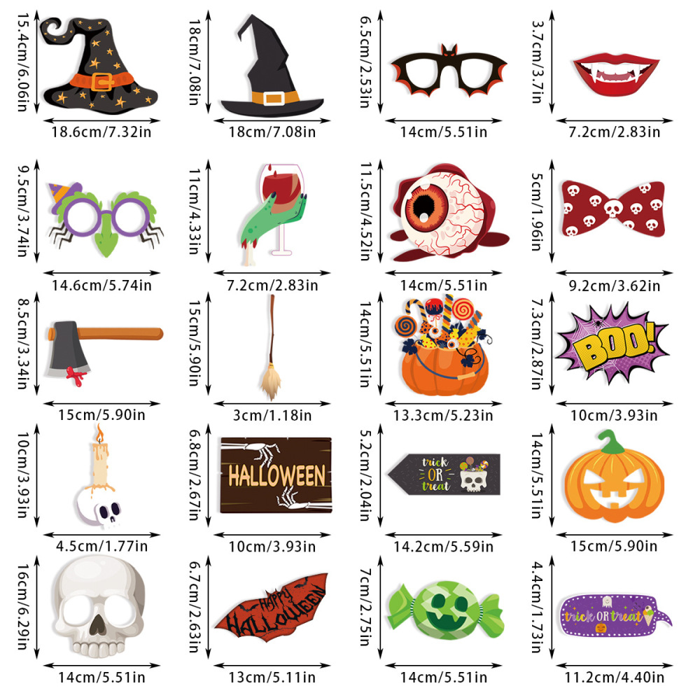 Halloween Party Pape Ghost Festival pumpkin bat spider Photo Booth Props 12 pcs