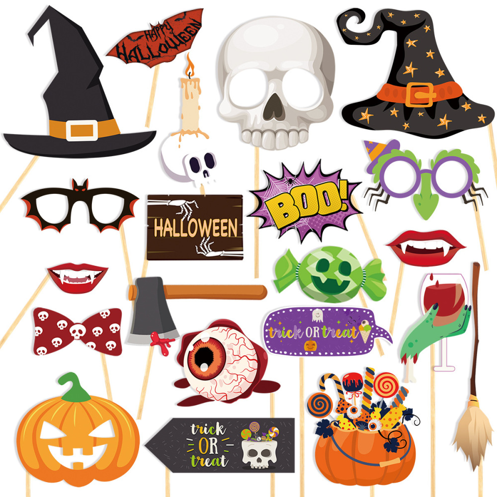 Halloween Party Pape Ghost Festival pumpkin bat spider Photo Booth Props 12 pcs