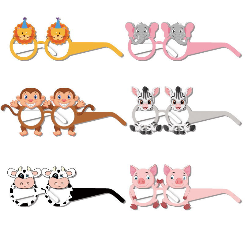 Animal Jungle Party Glasses Monkey elephant cow  Photo Booth Props