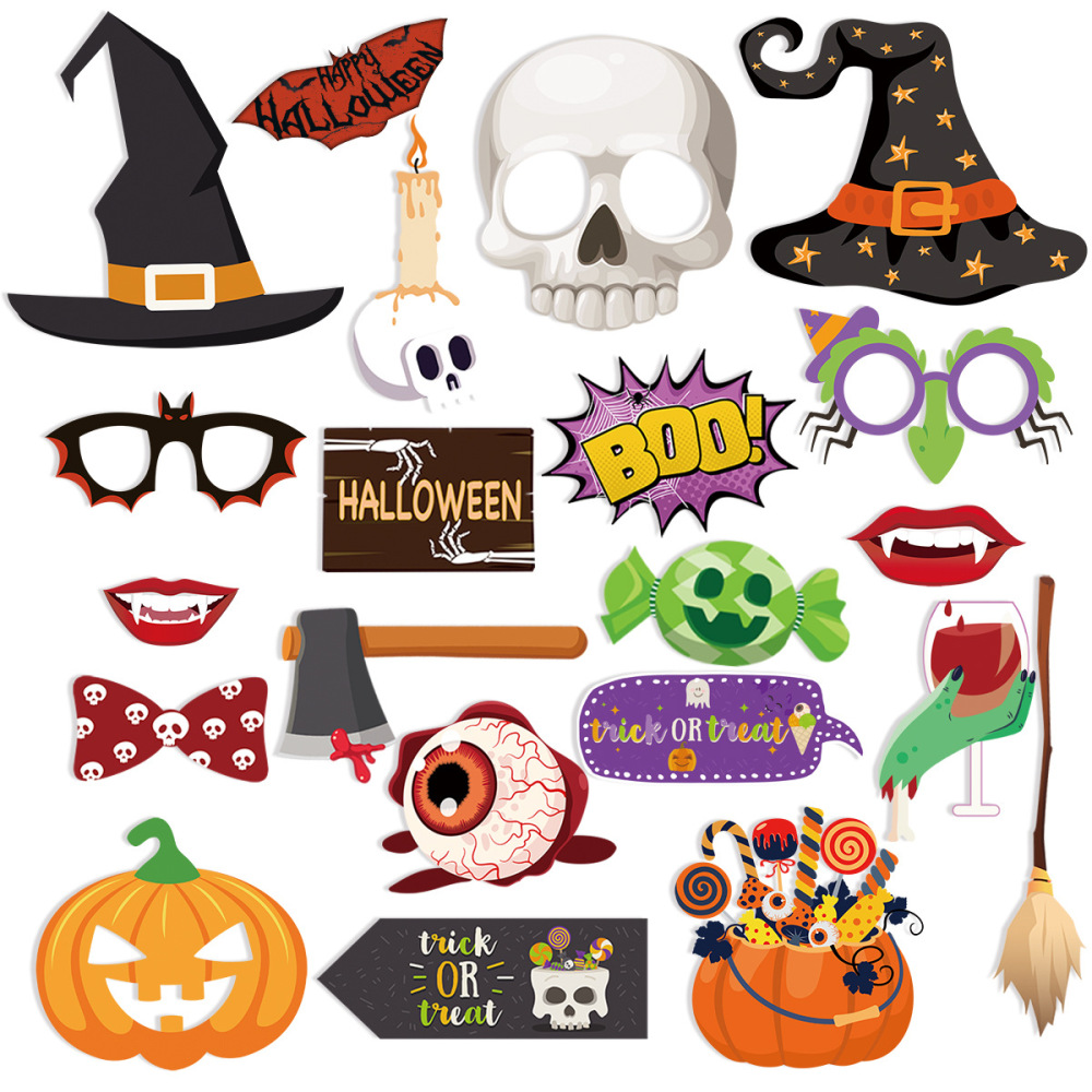 Halloween Party Pape Ghost Festival pumpkin bat spider Photo Booth Props 12 pcs