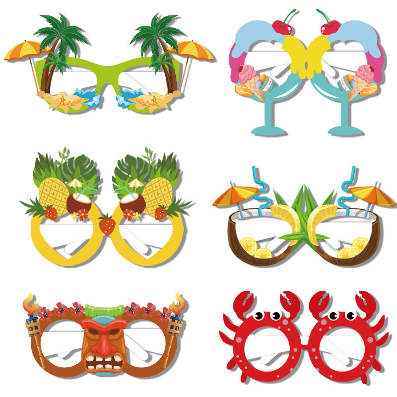 6 pieces Summer Fruit Luau Party Paper Glasses Photo Booth Props