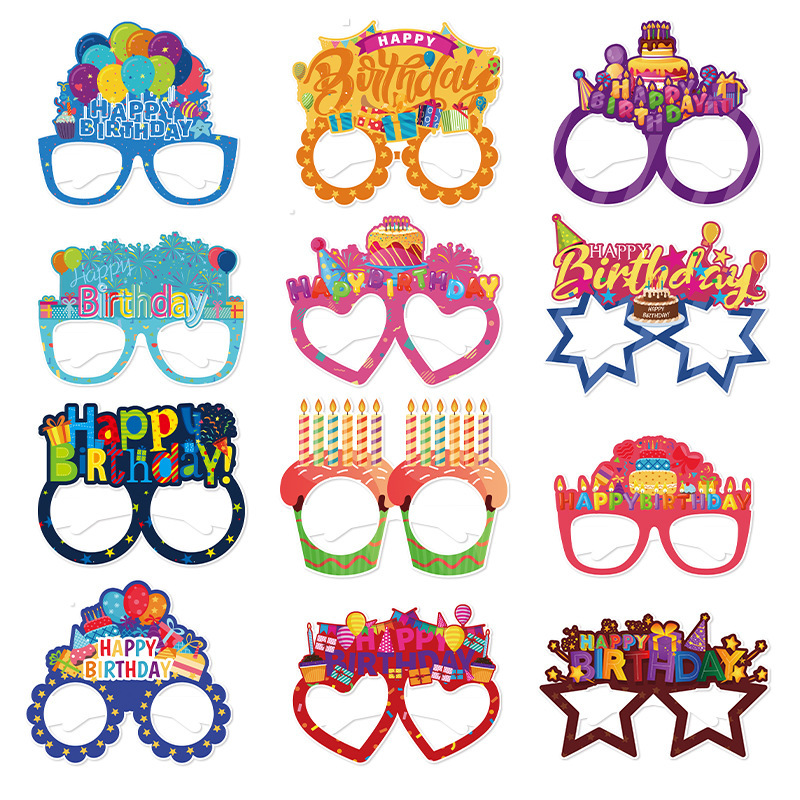 Birthday decoration Party Glasses colours  Photo Booth Props