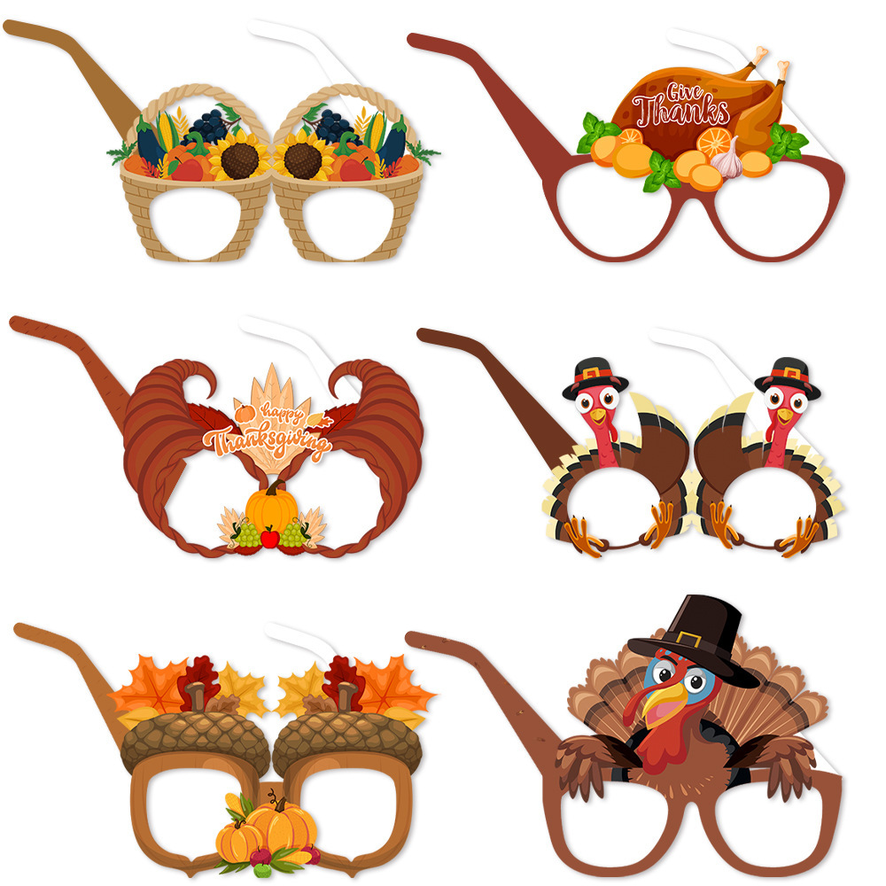 Thanksgiving Day Party Glasses Turkey and  hat Photo Booth Props
