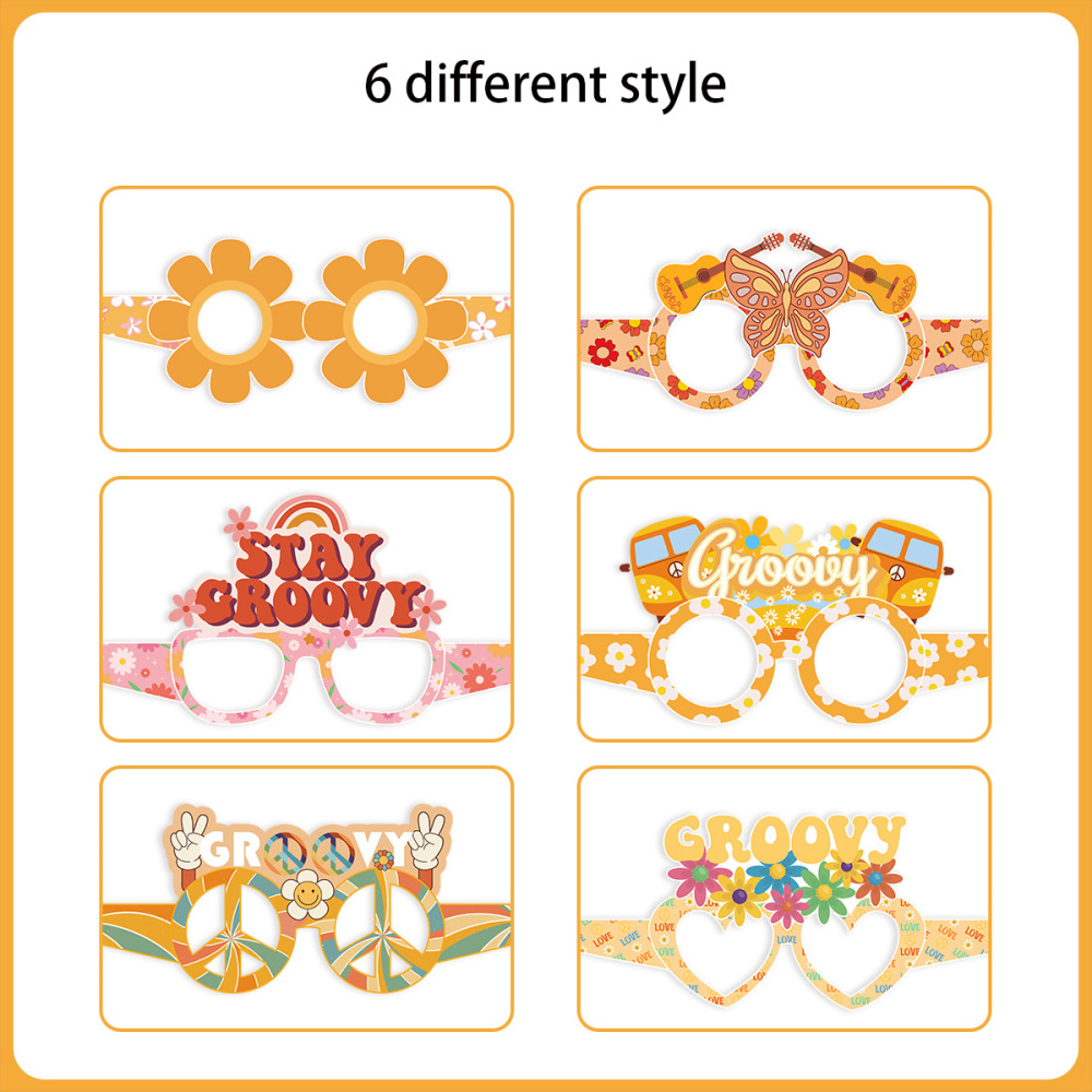 Hippie theme retro  Party Glasses yellow Two Groovy Photo Booth Props