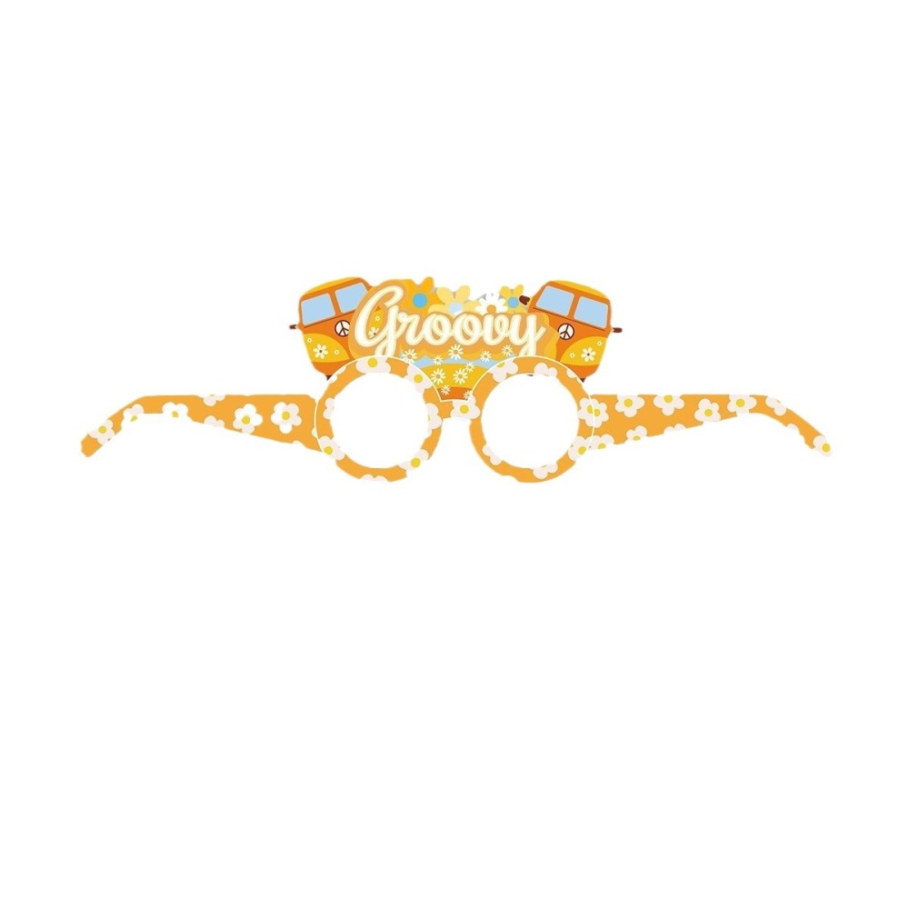 Hippie theme retro  Party Glasses yellow Two Groovy Photo Booth Props