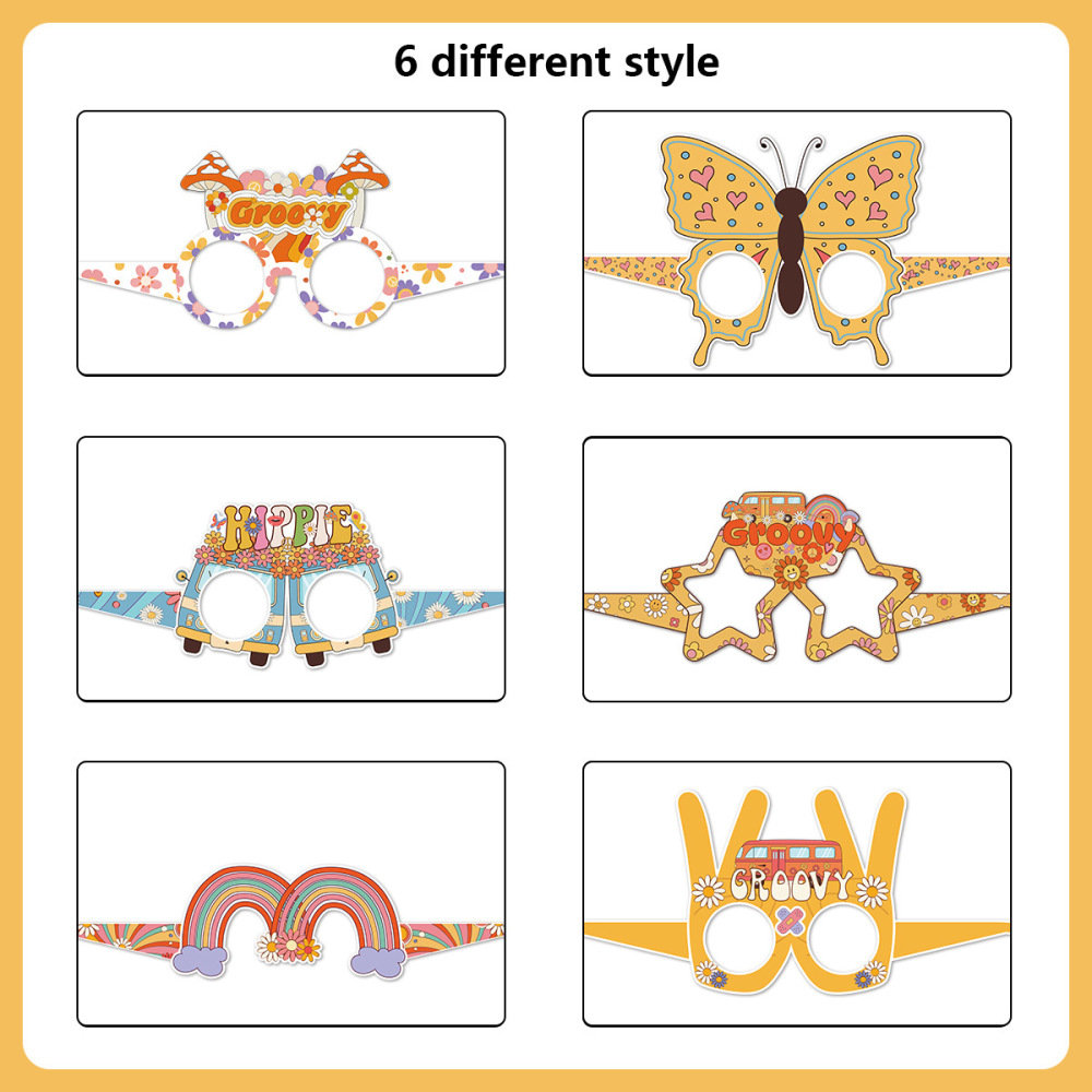Hippie theme retro  Party Glasses yellow Two Groovy Photo Booth Props