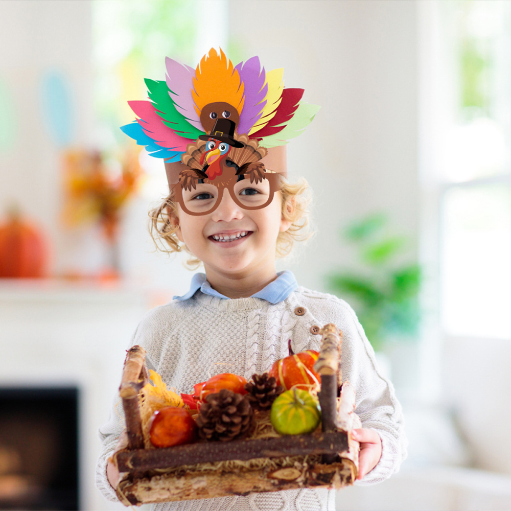 Thanksgiving Day Party Glasses Turkey and  hat Photo Booth Props