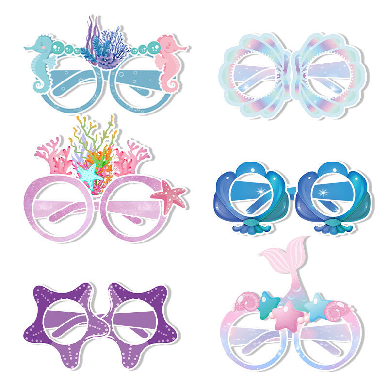 6 pieces Mermaid Party Paper Glasses Photo Booth Props