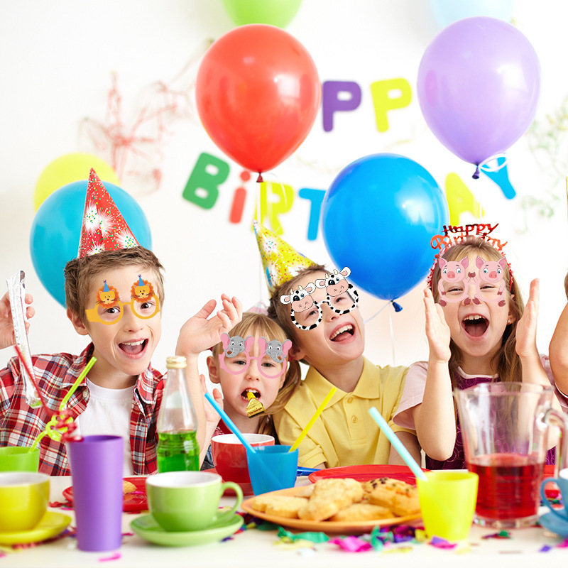 Animal Jungle Party Glasses Monkey elephant cow  Photo Booth Props