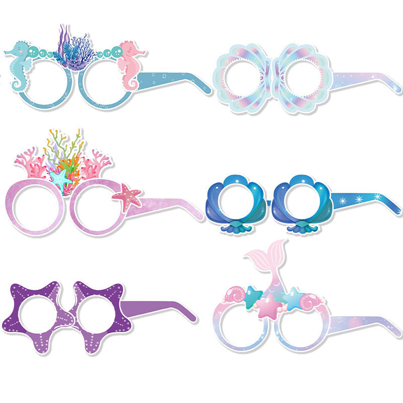 6 pieces Mermaid Party Paper Glasses Photo Booth Props