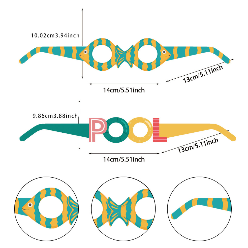 12pieces Summer theme Party Glasses Ice cream beach pineapple Photo Booth Props