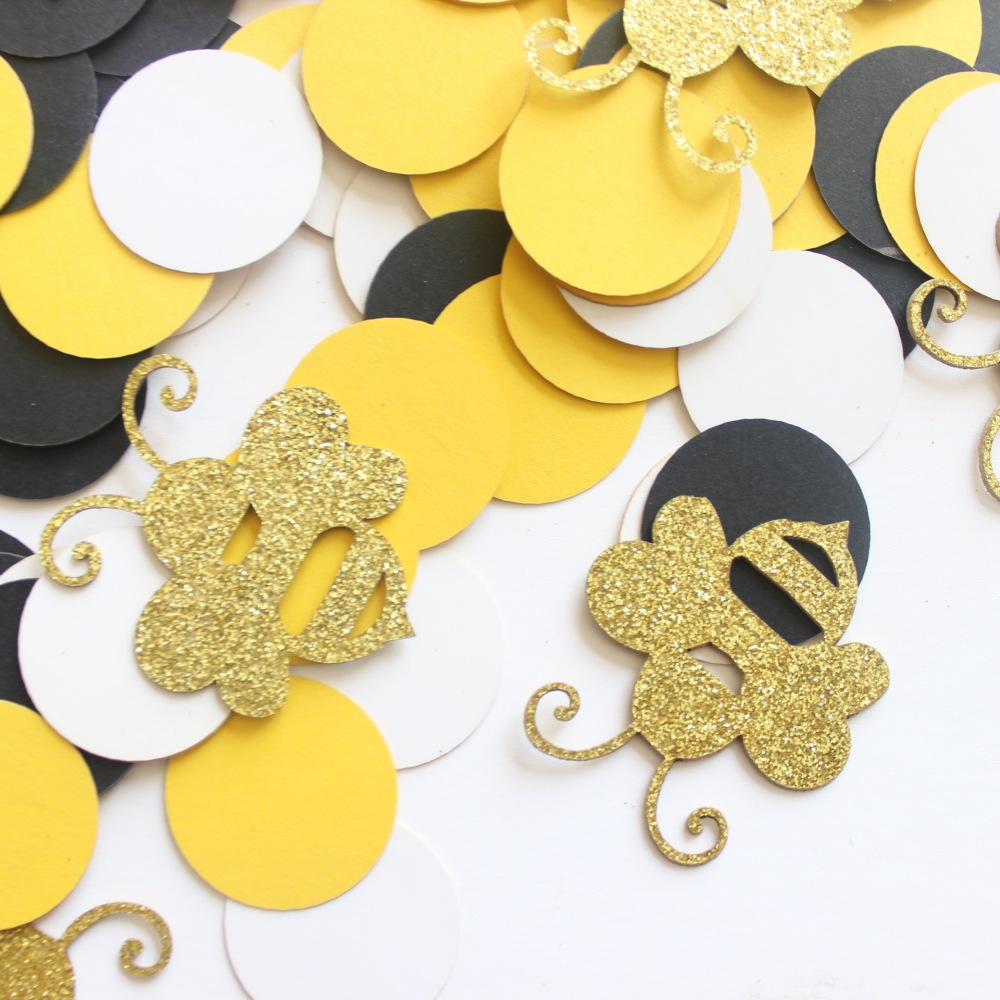 Bee Theme Party Decorations Baby Birthday Confetti Black Yellow