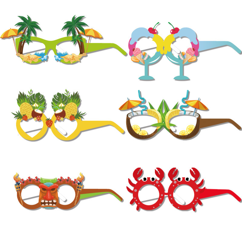 Summer Party Glasses Pineapple Crab Ice Cream Photo Booth Props