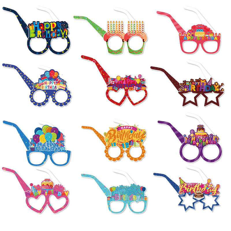 Birthday decoration Party Glasses colours  Photo Booth Props