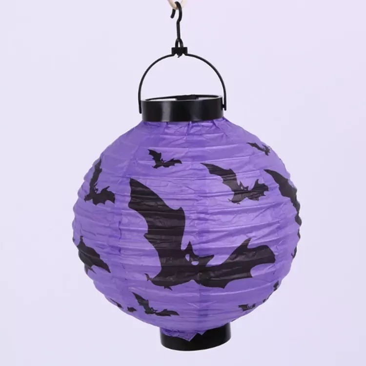 8 inch Halloween Decorations Hanging Paper Lantern Pumpkin Black Orange Polka Dots Wave Prints for Indoor Outdoor Party Props