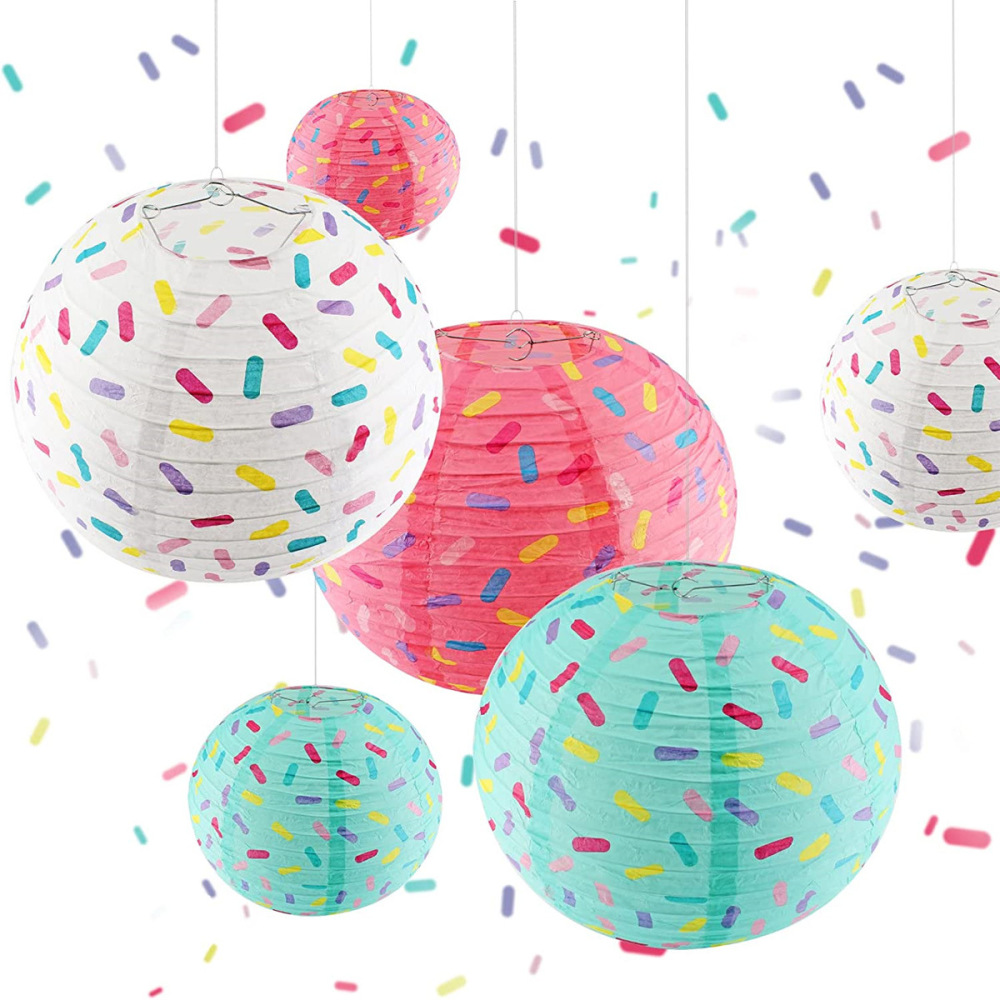 Ice Cream Lantern Foldable Paper Round Hanging Ornament