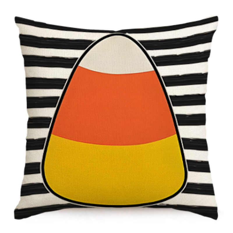 Halloween Pillow Case Black Cat Wave Point Linen Sofa Bed Throw Cushion Cover  (18" x 18")