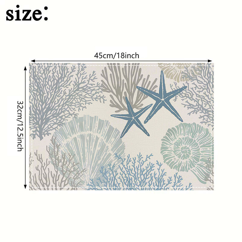 Ocean Sea Shell Coralline Placemat Heat-Resistant Easy Clean Table Mats 32cm*45cm