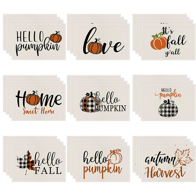 Thanksgiving Day Autumn Placemat Heat-Resistant Easy Clean Table Mats 30cm*45cm
