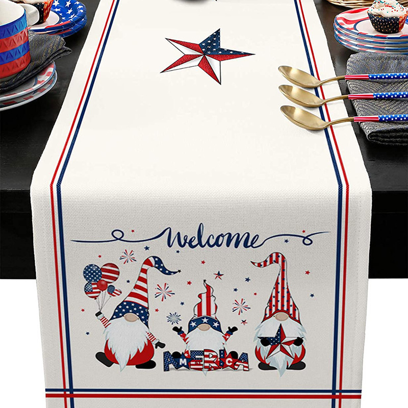 33cm*183cm Independence Day Table Runner Five-Pointed Star Kitchen Dining Table Decoration