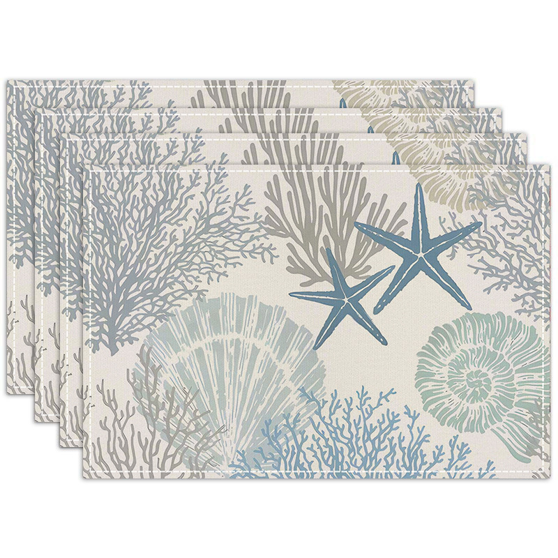 Ocean Sea Shell Coralline Placemat Heat-Resistant Easy Clean Table Mats 32cm*45cm