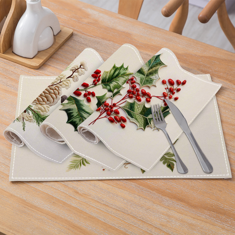 Red Fruit Cone Placemat Heat-Resistant Easy Clean Table Mats 32cm*45cm