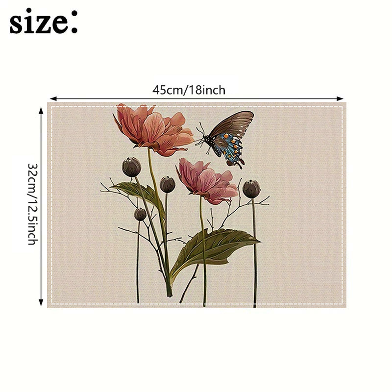 Plant Flower Multicolour Placemat Heat-Resistant Easy Clean Table Mats 32cm*45cm