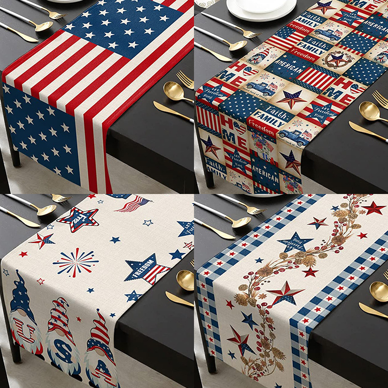 33cm*183cm Independence Day Table Runner Five-Pointed Star Kitchen Dining Table Decoration