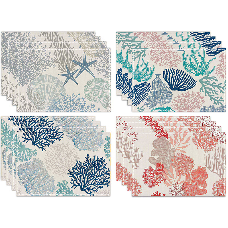 Ocean Sea Shell Coralline Placemat Heat-Resistant Easy Clean Table Mats 32cm*45cm