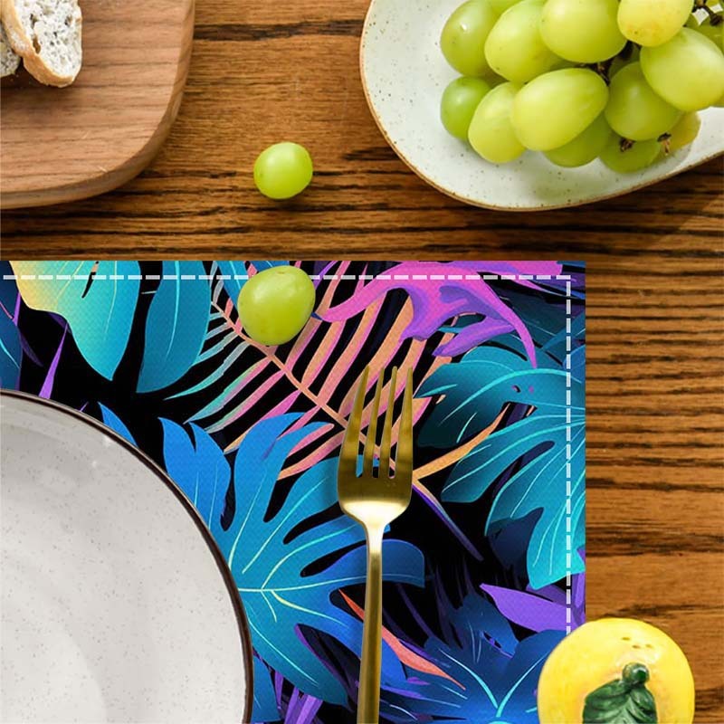 Plant Leaf Multicolour Placemat Heat-Resistant Easy Clean Table Mats 30cm*45cm