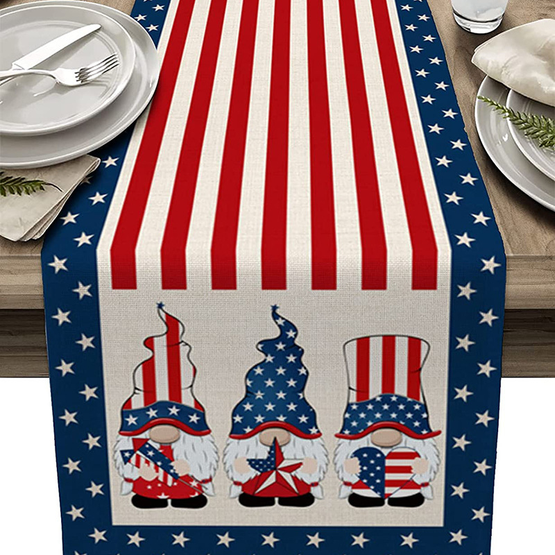 33cm*183cm Independence Day Table Runner Five-Pointed Star Kitchen Dining Table Decoration