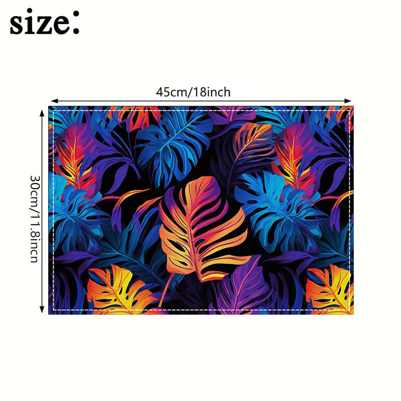 Plant Leaf Multicolour Placemat Heat-Resistant Easy Clean Table Mats 30cm*45cm