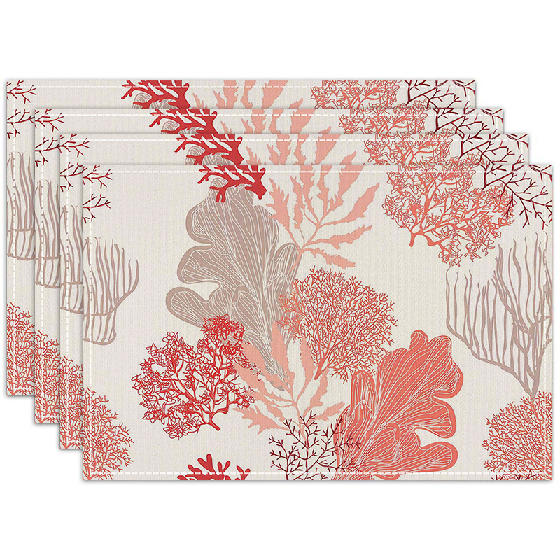 Ocean Sea Shell Coralline Placemat Heat-Resistant Easy Clean Table Mats 32cm*45cm
