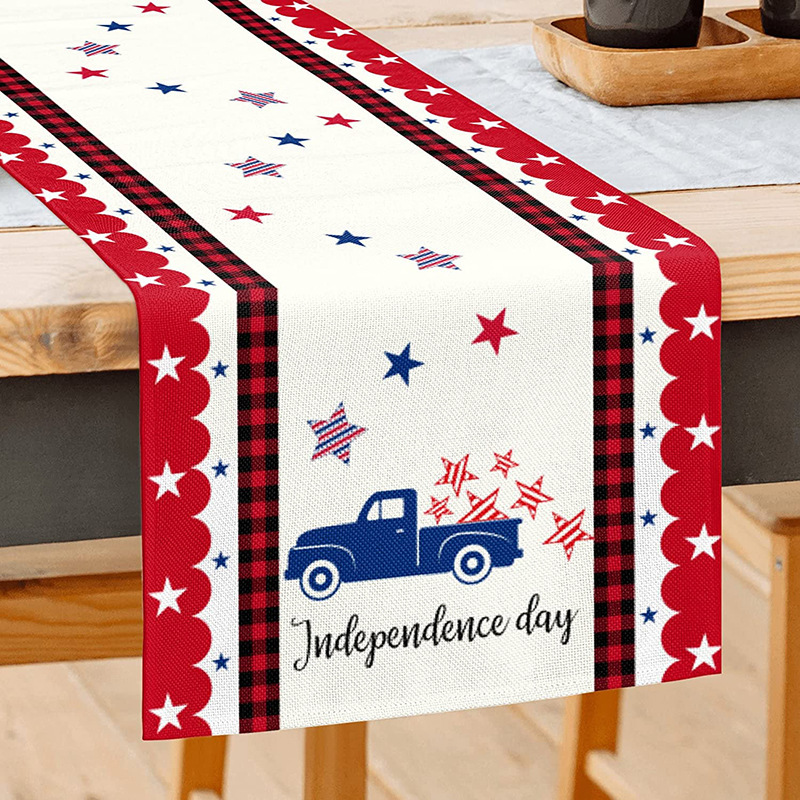33cm*183cm Independence Day Table Runner Five-Pointed Star Kitchen Dining Table Decoration