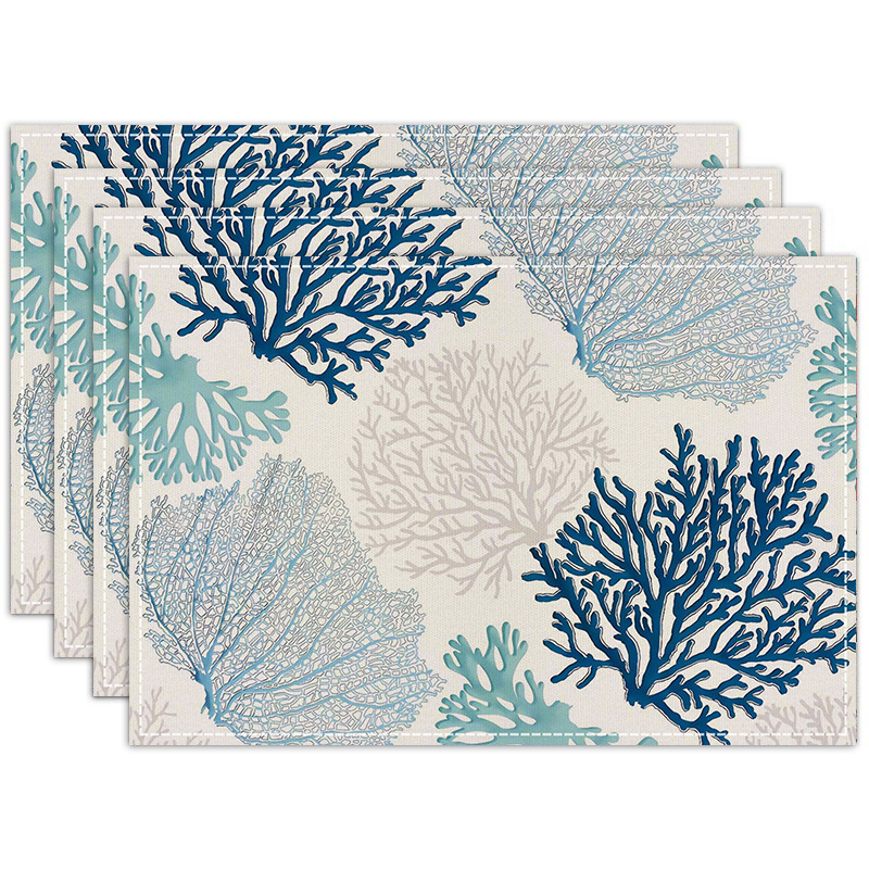 Ocean Sea Shell Coralline Placemat Heat-Resistant Easy Clean Table Mats 32cm*45cm