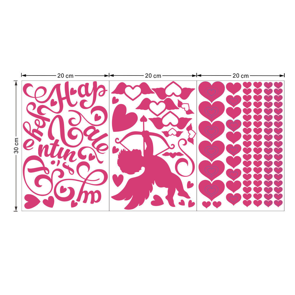 Glow in The Dark Valentine's Day Wall Stickers Cupid Love Letters Ceiling Decals for Bedroom