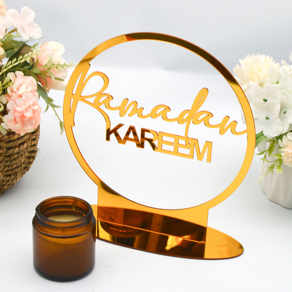 Ramadan Kareem Hollow Ornament Decorations Moon and Stars Moon Shape Islamic Muslim Home Decor