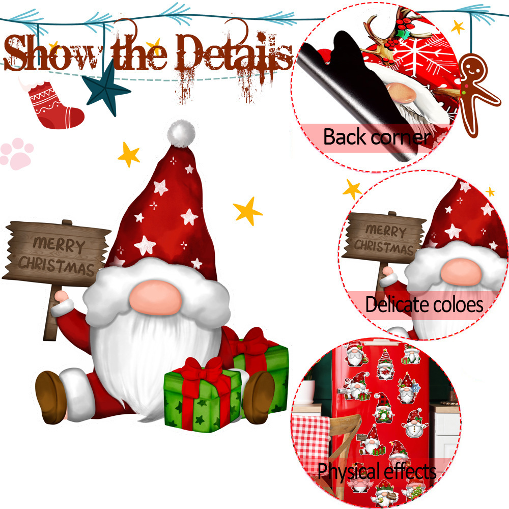 Christmas Cartoon Fridge Magnetic Stickers Snowman Refrigerator Magnets Decorations Car Garage Door Magnets Decor