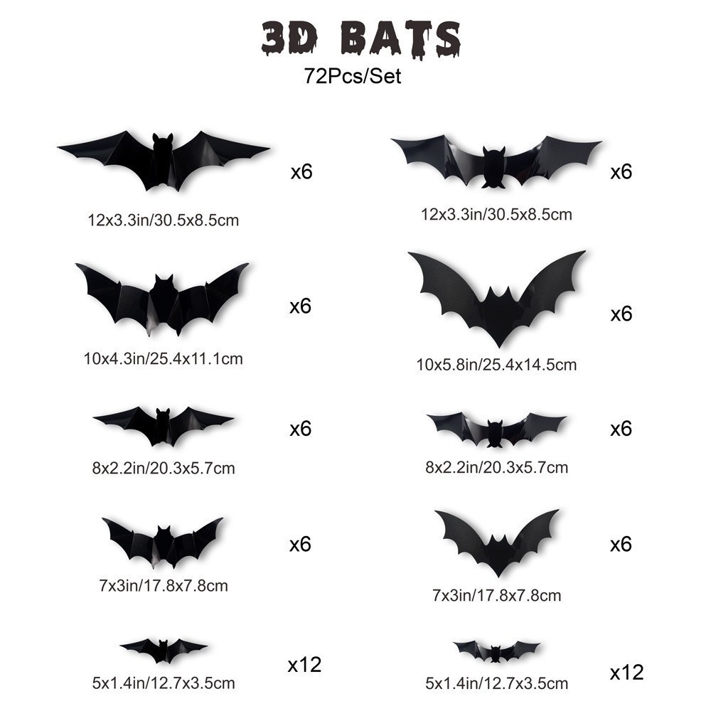 LED Night Light Wall Stickers Halloween Bat Wall Stickers